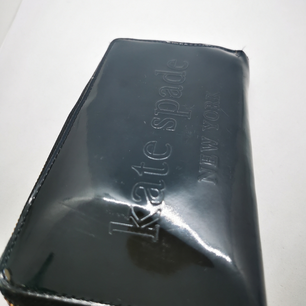 Kate Spade Purse Wallet Black Gold with Embossed logo Pink retro interior + zip - Picture 7 of 9